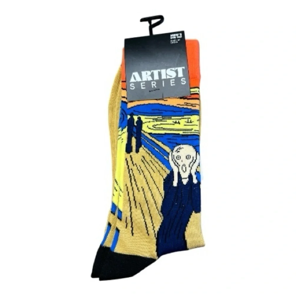 🆕Artist Series - The Scream Men’s Socks (one size) - Black, Orange, Yellow